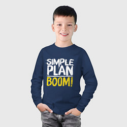 Лонгслив хлопковый детский Simple plan - boom, цвет: тёмно-синий — фото 2