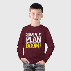 Лонгслив хлопковый детский Simple plan - boom, цвет: меланж-бордовый — фото 2