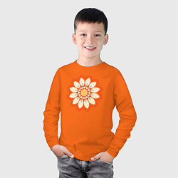 Лонгслив хлопковый детский Мандала оранжевый цветок, цвет: оранжевый — фото 2