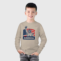 Лонгслив хлопковый детский Free America, цвет: миндальный — фото 2