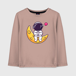 Лонгслив хлопковый детский Луна и астронавт, цвет: пыльно-розовый