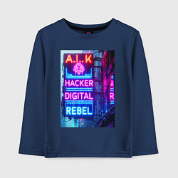 Детский лонгслив Ai hacker digital rebel - neon glow