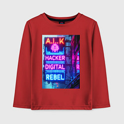 Детский лонгслив Ai hacker digital rebel - neon glow