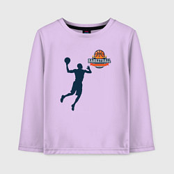 Лонгслив хлопковый детский Игрок в баскетбол basketball, цвет: лаванда