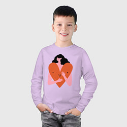 Лонгслив хлопковый детский Heart girl, цвет: лаванда — фото 2