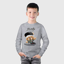 Лонгслив хлопковый детский Плюшевый медвежонок диджей, цвет: меланж — фото 2