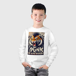 Лонгслив хлопковый детский Cool tiger - punks not dead, цвет: белый — фото 2