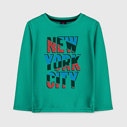 Лонгслив хлопковый детский Америка Нью-Йорк, цвет: зеленый