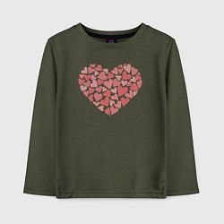 Лонгслив хлопковый детский Hearts love, цвет: меланж-хаки