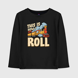 Лонгслив хлопковый детский Как я катаюсь, цвет: черный