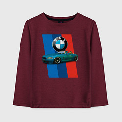 Лонгслив хлопковый детский Родстер BMW Z4, цвет: меланж-бордовый