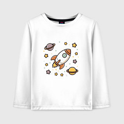 Лонгслив хлопковый детский Ракета to the moon, цвет: белый