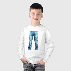 Лонгслив хлопковый детский Джинсы штаны jeans, цвет: белый — фото 2