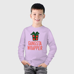 Лонгслив хлопковый детский Gangsta wrapper, цвет: лаванда — фото 2