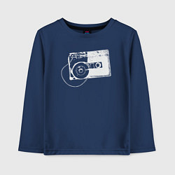 Лонгслив хлопковый детский Кассета и плёнка, цвет: тёмно-синий