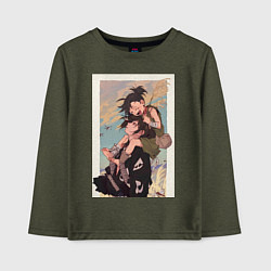 Лонгслив хлопковый детский Хяккимару Дороро воин, цвет: меланж-хаки