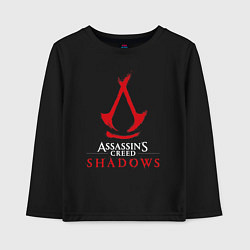 Лонгслив хлопковый детский Assassins creed shadows logo, цвет: черный