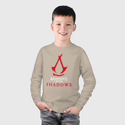 Лонгслив хлопковый детский Assassins creed shadows logo, цвет: миндальный — фото 2