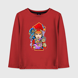 Лонгслив хлопковый детский Девушка космонавт СССР, цвет: красный