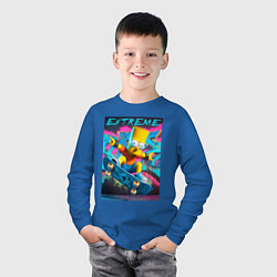 Лонгслив хлопковый детский Барт Симпсон крутой скейтбордист, цвет: синий — фото 2