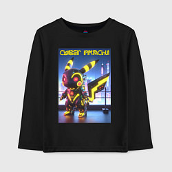 Детский лонгслив Cyber pikachu - ai art neon glow fantasy
