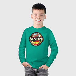 Лонгслив хлопковый детский Spain, цвет: зеленый — фото 2