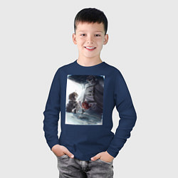 Лонгслив хлопковый детский Безработный Рудеус Грейрат, цвет: тёмно-синий — фото 2
