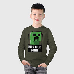 Лонгслив хлопковый детский Minecraft hostile mob, цвет: меланж-хаки — фото 2