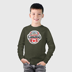Лонгслив хлопковый детский Canada country, цвет: меланж-хаки — фото 2
