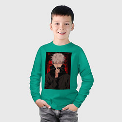 Лонгслив хлопковый детский Магическая битва Тогэ Инумаки, цвет: зеленый — фото 2
