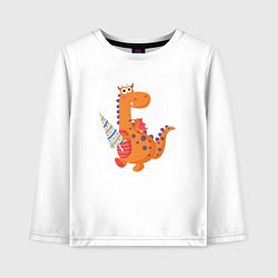 Лонгслив хлопковый детский Милый дракоша с ёлочкой, цвет: белый