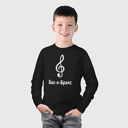 Лонгслив хлопковый детский Скрипичный ключ Бах и Брамс белый, цвет: черный — фото 2