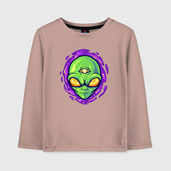Лонгслив хлопковый детский Трёхглазый пришелец, цвет: пыльно-розовый