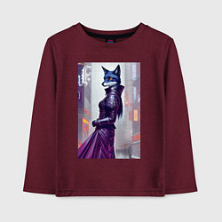 Детский лонгслив Чернобурая лиса модница - нейросеть