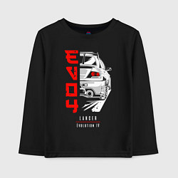 Лонгслив хлопковый детский Mitsubishi Lancer - Evolution 4, цвет: черный