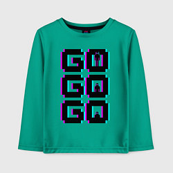 Лонгслив хлопковый детский Надпись чёрного цвета go go go с человечками, цвет: зеленый