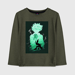 Лонгслив хлопковый детский Моя геройская академия Идзуку Мидория герой, цвет: меланж-хаки