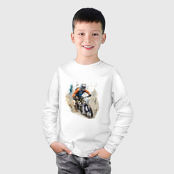 Лонгслив хлопковый детский Велоспорт горный спуск, цвет: белый — фото 2