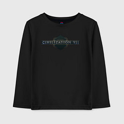 Лонгслив хлопковый детский Sid Meiers civilization 7 logo, цвет: черный