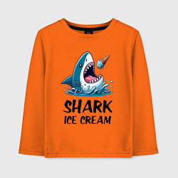 Лонгслив хлопковый детский Shark ice cream - ai art, цвет: оранжевый