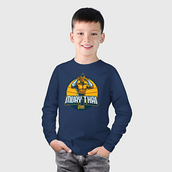 Лонгслив хлопковый детский Muay thai gym, цвет: тёмно-синий — фото 2