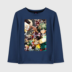 Лонгслив хлопковый детский Моя геройская академия Идзуку Мидория Отяко Урарак, цвет: тёмно-синий