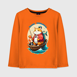 Лонгслив хлопковый детский Рыбалка: чтобы клевалось, цвет: оранжевый