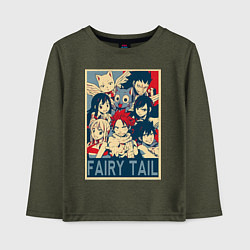 Лонгслив хлопковый детский Хвост Феи Эрза Скарлет Нацу Драгнил, цвет: меланж-хаки