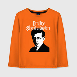 Лонгслив хлопковый детский Дмитрий Шостакович с портретом, цвет: оранжевый