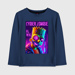 Лонгслив хлопковый детский Bart Simpson cyber zombie - halloween ai art, цвет: тёмно-синий