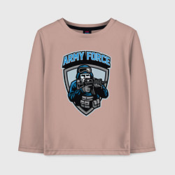 Лонгслив хлопковый детский Army force, цвет: пыльно-розовый