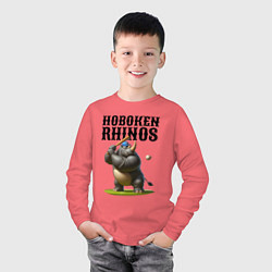 Лонгслив хлопковый детский Rhino - cool batter, цвет: коралловый — фото 2