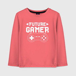 Лонгслив хлопковый детский Будущий геймер, цвет: коралловый