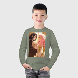 Лонгслив хлопковый детский Клинок, рассекающий демонов Обанай Игуро, цвет: авокадо — фото 2